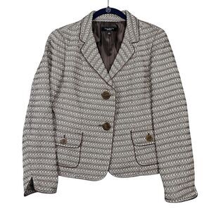 Talbots Tweed Blazer Jacket Women's Size 6 Brown Wool Blend Career Causal Stripe